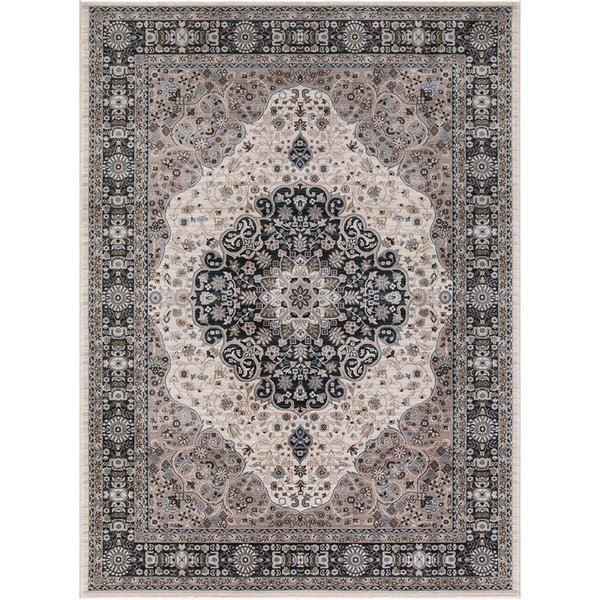 Concord Global 7 ft. 10 in. x 9 ft. 10 in. Kashan Medallion - Ivory 28527